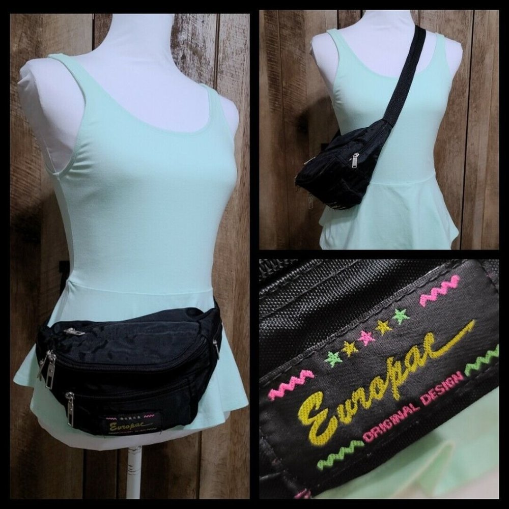Vintage 90s Black Neon Fanny Pack